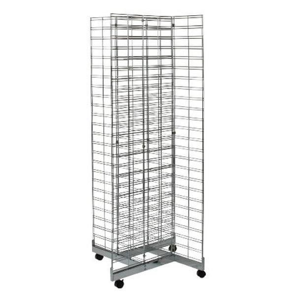 White Triangle Slat Grid Tower with Base & Casters 